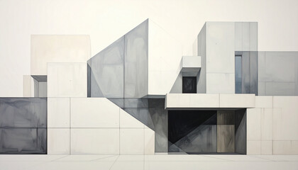 Obraz premium Abstract architectural composition of concrete planes and shadows