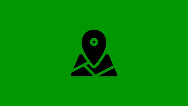Black map pin on green background black location symbol navigation map marker