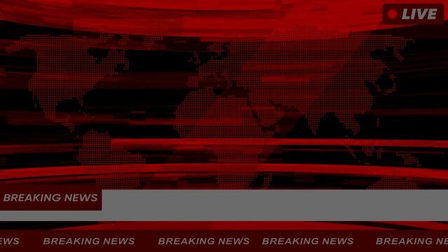 Breaking news television broadcast with red and black live