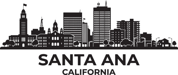 Fototapeta premium Santa Ana California city skyline illustration