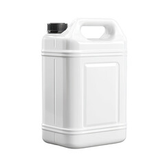 Obraz premium A white plastic container with a black lid and handle, isolated on a black background