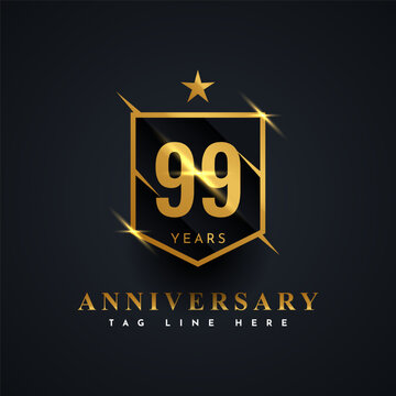 99 years anniversary golden logo