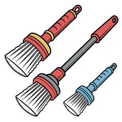 Naklejka premium Car wash brushes a detailed realistic colorful vector 