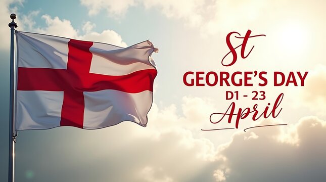 St george's day celebration with the flag of england waving in the sky