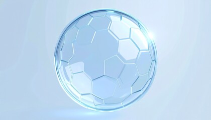 Naklejka premium Abstract Spherical force field. Glass transparent protection sphere shield with hexagonal pattern, symbolizing protection, energy, and advanced technology. 