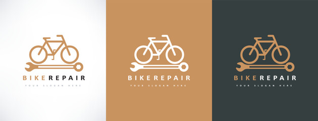Bike repair logo vector. Transport illustration.