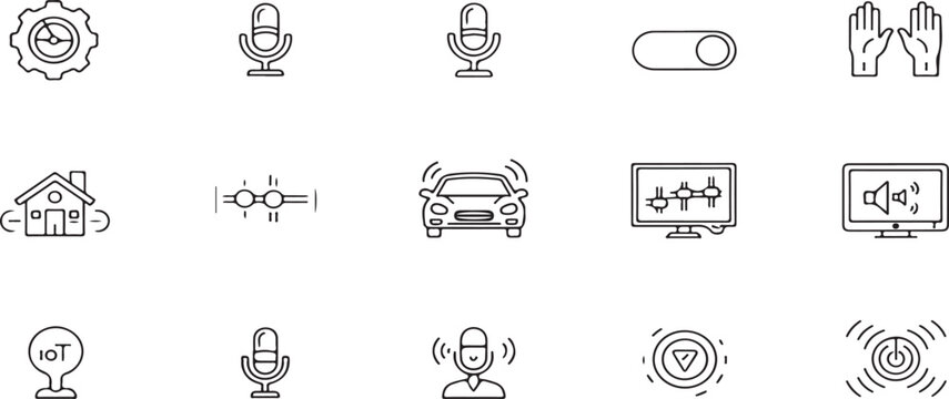  Modern smart home device control icons for voice command and IoT management