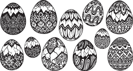 Fototapeta premium Collection of decorated Easter eggs with intricate patterns designs