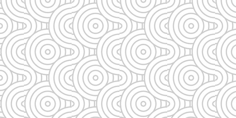 Fototapeta premium Seamless white and gray pattern circles fabric curl transparent design. minimal overlapping pattern with waves pattern with waves white geometric retro background.
