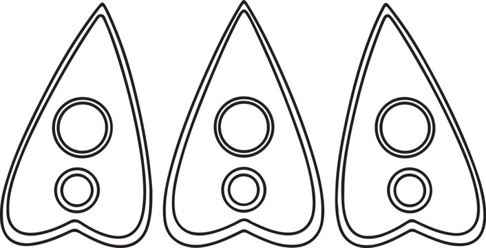 Triangular planchette designs for divination or game boards