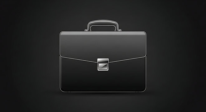 Black briefcase with silver clasp and handle on dark background