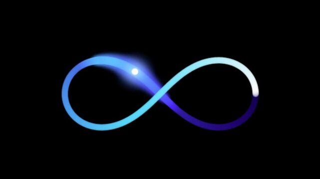 White Cyan Blue Gradient Infinity Symbol on Black 4k Stock Video