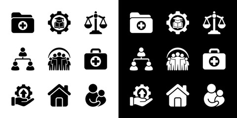 Fototapeta premium Modern Simple Glyph Style Miscellaneous Business and Medical Icon Set