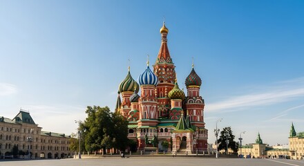 Fototapeta premium St basil's cathedral in moscow's red square on a sunny day