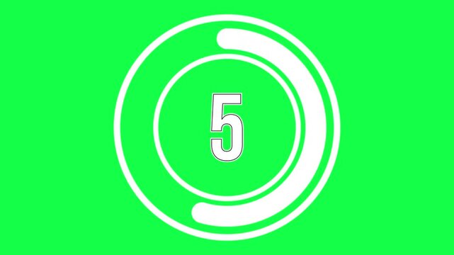 green screen countdown timer animation from 10 to 0 seconds white progress bar