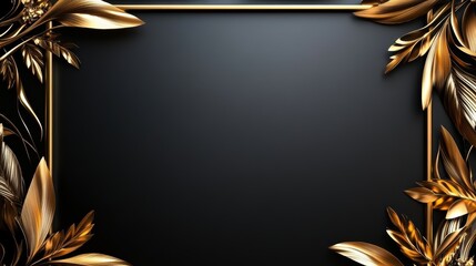 Obraz premium This elegant image showcases a black frame adorned with luxurious gold leaf accents, perfect for highlighting important moments or artworks in a sophisticated manner.