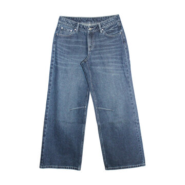 Womens clothing blue denim pants Back and Font View of Blue Wide Leg Denim Jeans Blue jeans png transparent striped label design
