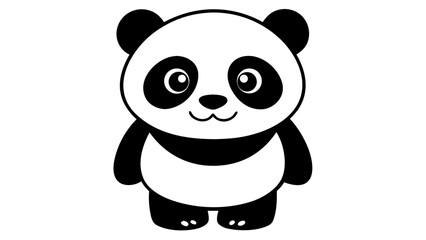 Naklejka premium Cute panda bear with big eyes and smiley face