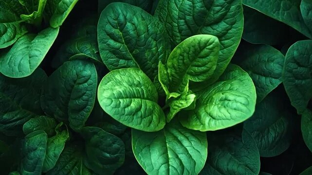 Vibrant green leafy vegetables growing in a dense garden