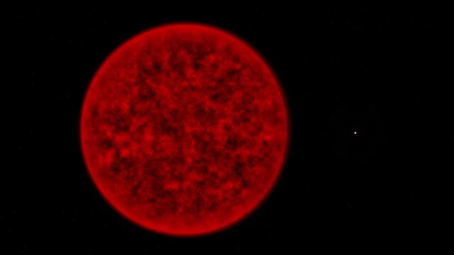 Betelgeuse and Sun Scale Comparison Diagram. 3d Animation