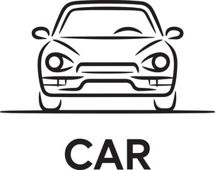 Obraz premium Simple black and white line art illustration of a classic car isolated on transparent background