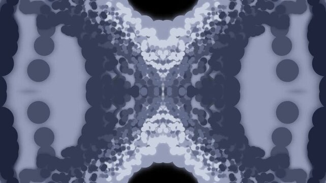 Abstract symmetrical pattern of blue and grey circles and dots