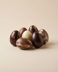 Obraz premium Assorted Chocolate Easter Eggs on Neutral Background
