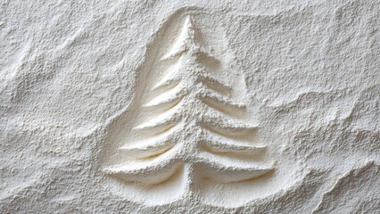 Christmas tree shape in flour for holiday baking and festive cooking inspiration