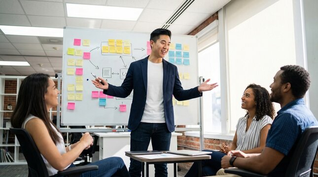 Modern Global Business Success: Diverse Team, Leadership & Office