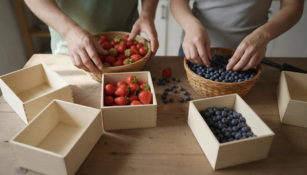 Sustainable small business process of preparing berry harvest for local market