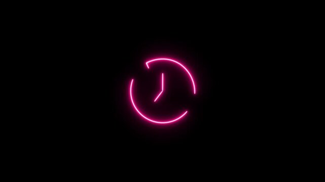 Abstract glowing neon 68 minute clock icon modern design animation 4k video.