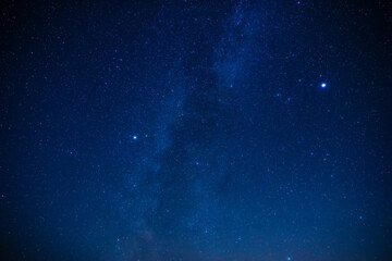 Milky way stars and constellations with a galaxy background. © astrosystem