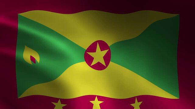 Grenada Country Flag Waving In Air Full Screen Animation
