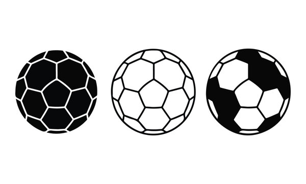 Soccer Balls Icon Set Vector Collection on White Background