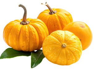 Fototapeta premium A bountiful autumn arrangement of small, vibrant orange and yellow gourds