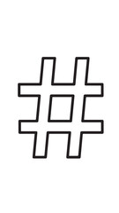 Obraz premium Close up of a bold outlined hashtag symbol on a plain white background.