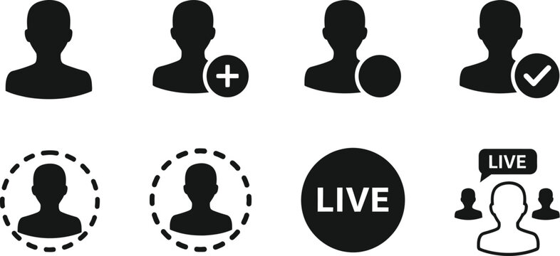 User profile icons set with live status indicators