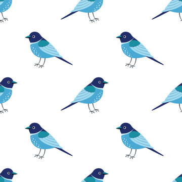 blue bird seamless pattern