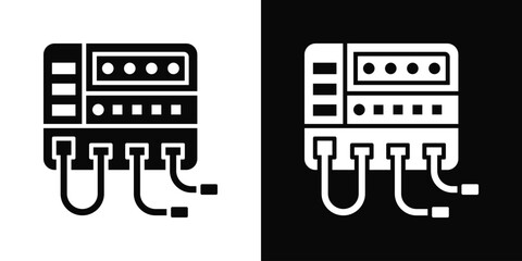 PLC Controller Icon In Black And White Filled Style. © kondesign
