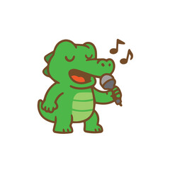 Fototapeta premium cartoon crocodile singing a song