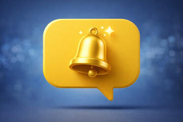 Golden Bell Icon on Yellow Speech Bubble Representing Notification Alerts for Apps and Social Media