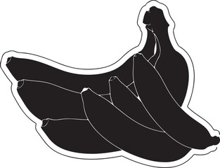 Black Banana Silhouette Fruit Illustration. © Israt