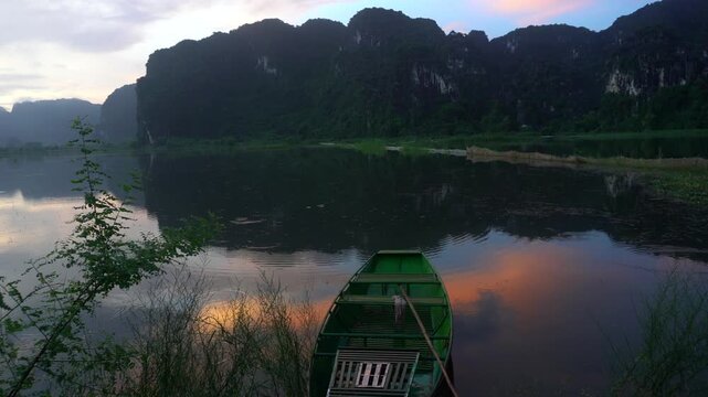  Asia, Ninh B&igrave;nh and Tam Coc in the Red River Delta region of Vietnam - limestone karst formations emerge from rice paddies and rivers "Halong Bay on Earth" - Mua Caves (Hang Mua), famous 