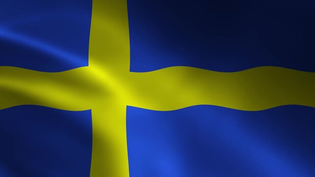 Sweden Country Flag Waving In Air Full Screen Animation