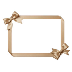Fototapeta premium Gold ribbon frame with bows isolated on transparent background