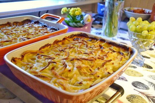 A traditional Swedish Easter meal. A traditional Swedish dish: Jansson Frestelse. A casserole of potatoes, onions, anchovies, and heavy cream. A traditional Swedish buffet.