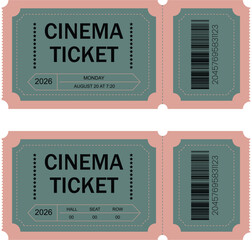 Vintage Cinema Movie Ticket Vector Illustration for Event Theater Shows
