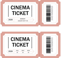 Vintage Cinema Movie Ticket Vector Illustration for Event Theater Shows