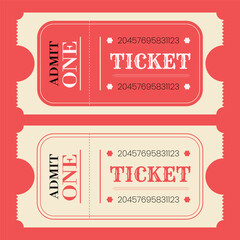 Red Vintage Admit One Ticket Template &ndash; Retro Event and Cinema Admission Pass Vector