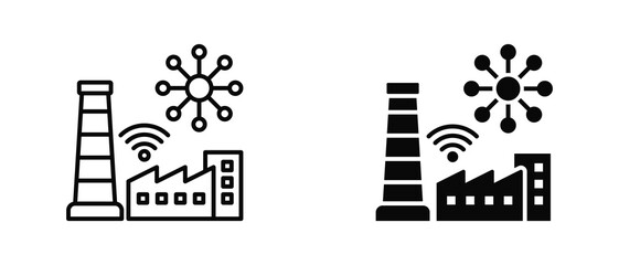 Industrial IoT icon set with style outline and solid. vector simple elements for design and presentation. © kondesign